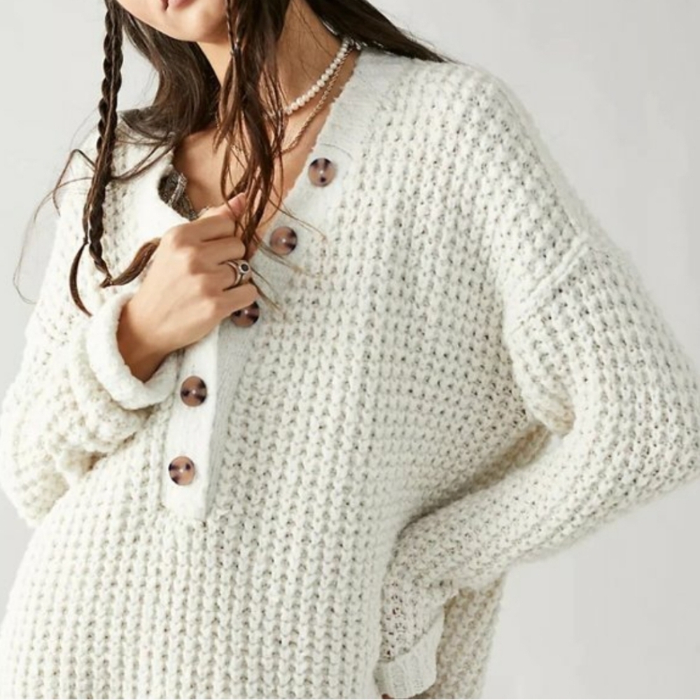 Free People Whistle Thermal Henley Sweater